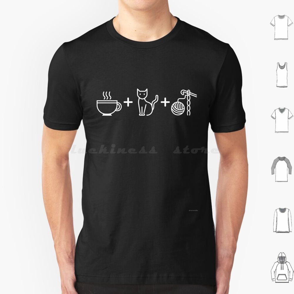 T And Tea Coffee - Koffie, Katten & Haak-Zwart T-shirt Katoen