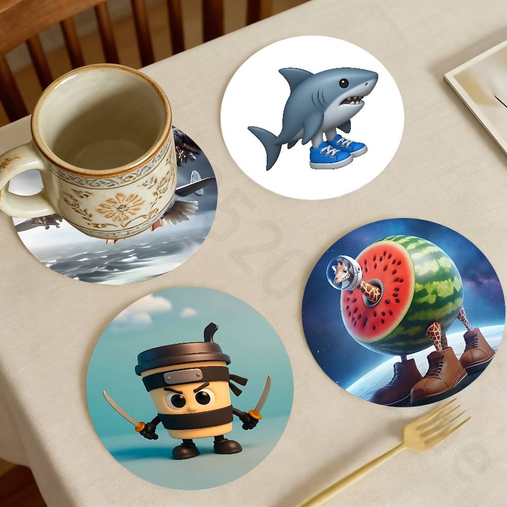 T And Tea Coffee - Art B-Brainrot T-Tralalero Houten bekeronderzetter Thee
